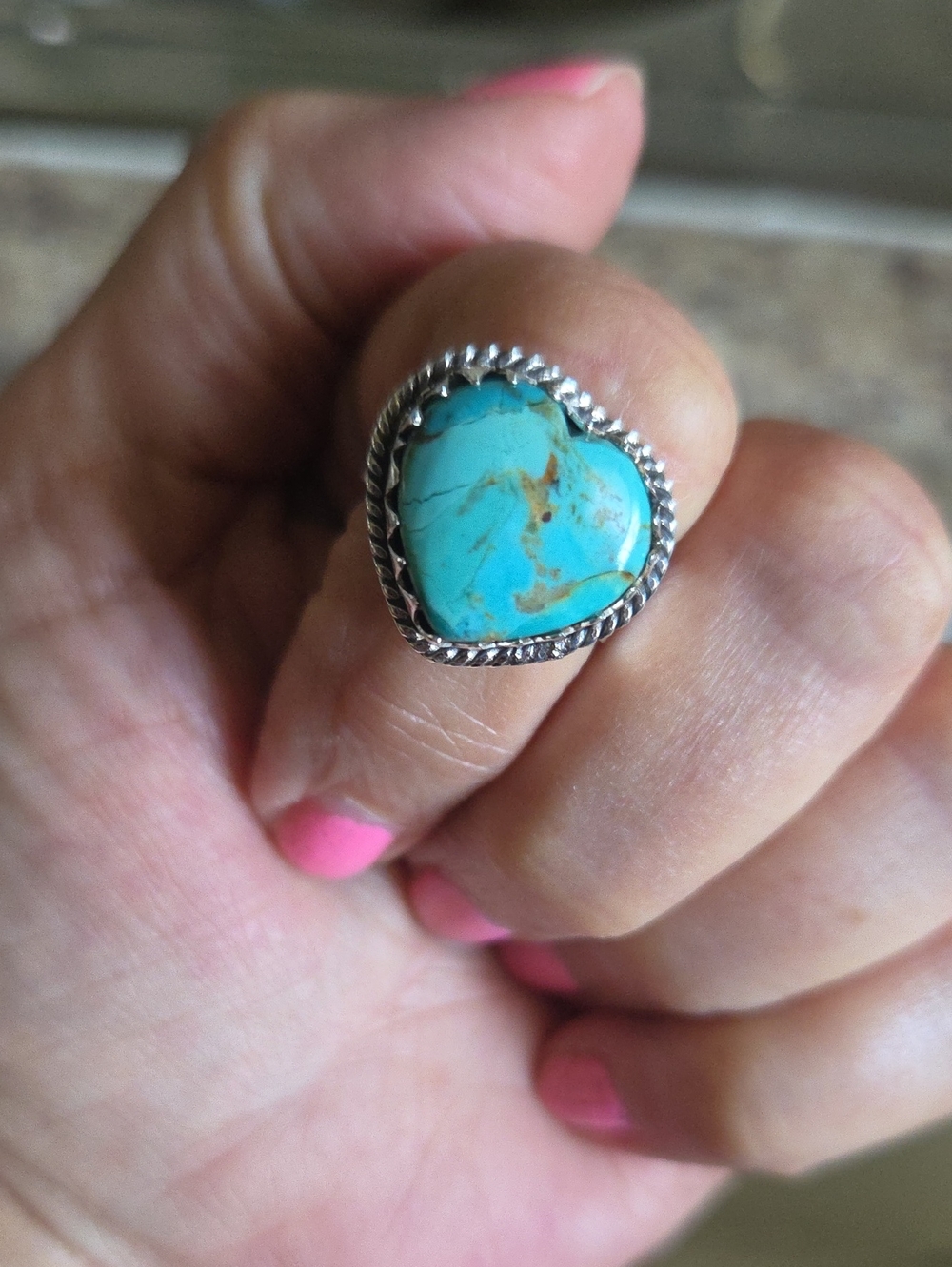 Kingman Turquise Heart Ring - Picture 8 of 8